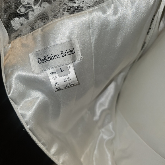 DRESS DeKlaire wedding dress Large long sleeve see-thru k303 off-white - Picture 9 of 10